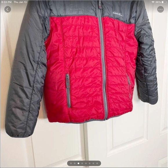 Eddie Bauer down jacket in red and blue size Large - Picture 4 of 12
